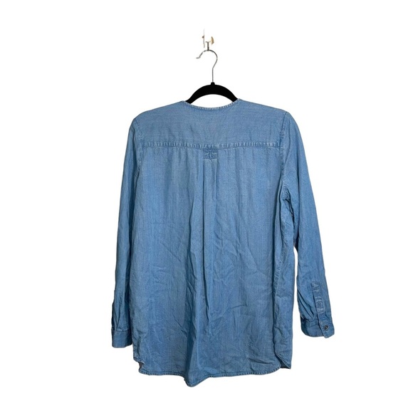 J. Jill Denim Medium Wash Chambray Split Neck Popover Tunic Top Medium Women’s - Picture 5 of 10